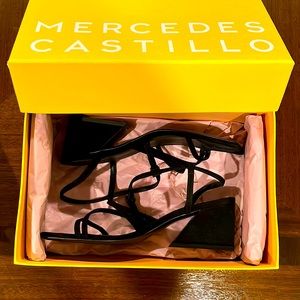 Mercedes Castillo Black Kid Suede Heels Size 8/EU38